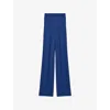 Joseph Womens Cobalt Grid-knit Straight-leg High-rise Viscose-blend Trousers Xl In Blue