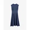 Joseph Womens  Delma Comfort Cady Woven Midi Dress In Harbour