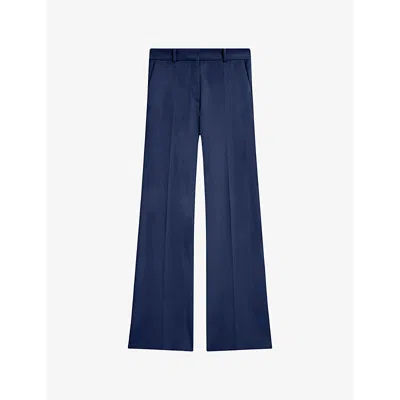 Joseph Womens  Tafira Gabardine Flared-leg Slim-fit Stretch-woven Trousers In Harbour