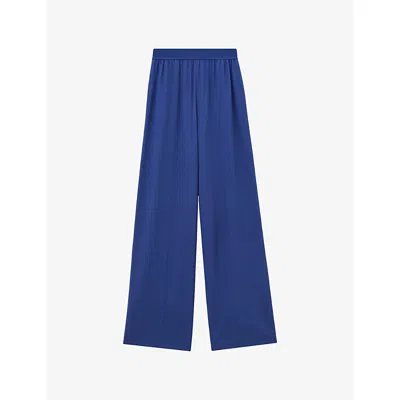 Joseph Womens Cobalt Hulin Wide-leg Mid-rise Silk-crepe Trousers In Blue