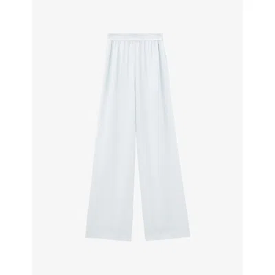Joseph Womens Oxford Blue Hulin Wide-leg Mid-rise Silk-crepe Trousers