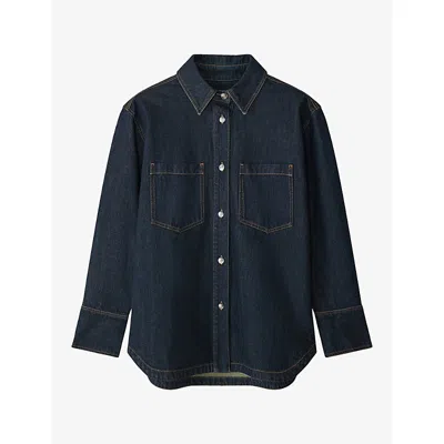 Joseph Womens Idar Chest-pocket Denim Shirt Deep Indigo In Blue