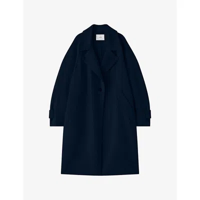 Joseph Womens Indigo Franco Relaxed-fit Wool And Cashmere-blend Coat In Purple