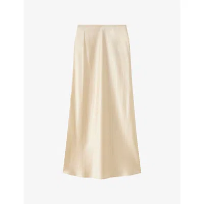 Joseph Womens Isaak Elasticated-waist Silk Midi Skirt Sandstone In Neutral