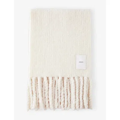 Joseph Womens Ivory Bouclé-texture Knitted Scarf