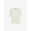 Joseph Womens Ivory Crisp Ribbed Knitted Top In Ivory