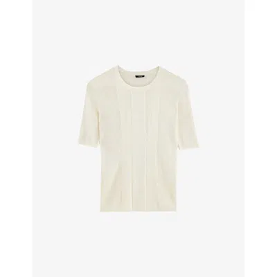 Joseph Womens Ivory Crisp Ribbed Knitted Top