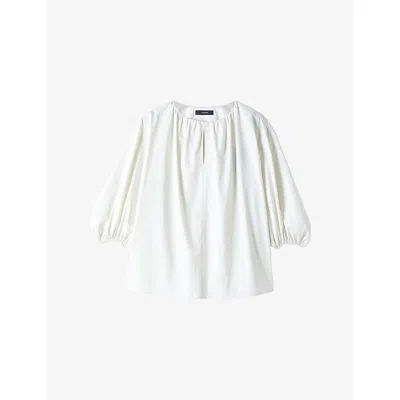 Joseph Womens Ivory Godin Balloon-sleeved Cotton Blouse