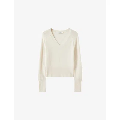 Joseph Womens Ivory Lucille V-neck Cashmere-blend Jumper Xs In Neutral