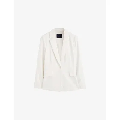 Joseph Womens Ivory Marty Notched-lapel Stretch-linen Jacket