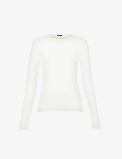 Joseph Womens Ivory Round-neck Stretch-silk Jumper