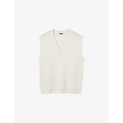 Joseph Womens Ivory Sleeveless V-neck Cashmere Vest Xs In White