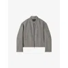 Joseph Womens Ivory/smoke Gustave Double-face Wool Bomber Jacket In Gray