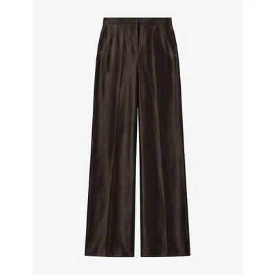 Joseph Womens Jnane Wide-leg High-rise Linen And Silk Trousers Patina