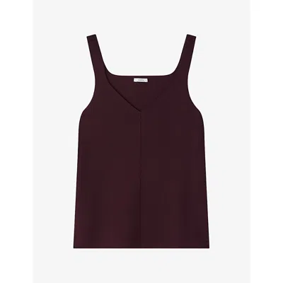 Joseph Womens Joann Compact Milano Woven Tank Top Mahogany In Burgundy