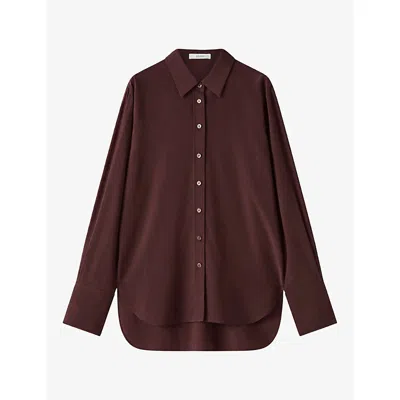 Joseph Womens Joe Relaxed-fit Silk Crepe De Chine Blouse Mahogany