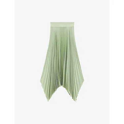 Joseph Womens Ade Pleated Crepe Midi Skirt Matcha