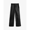 Joseph Womens Alana Belt-loop Wide-leg High-rise Leather Trousers Black In Black
