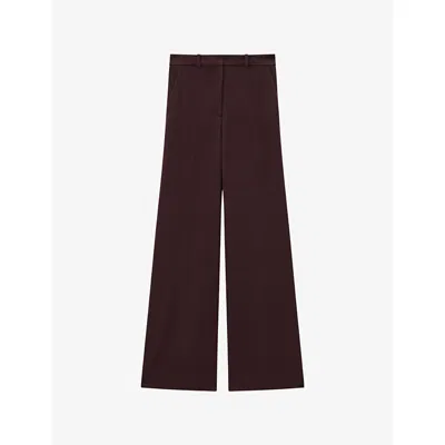 Joseph Womens Maraschino Alana Wide-leg Wool-blend Trousers In Animal Print