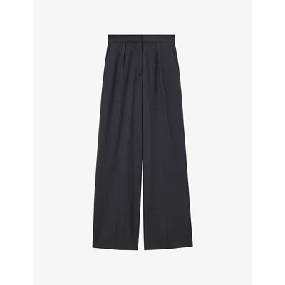 JOSEPH WOMENS ALANEL TAILORED WIDE-LEG TROUSERS SMOKE