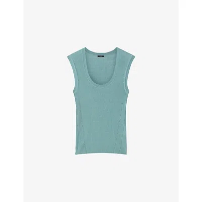 Joseph Womens  Alaou Ribbed Knitted Tank Top In Blue