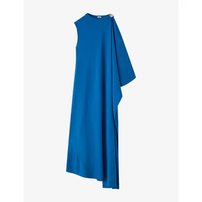 Joseph Womens Siam Blue Aly Cape-detail Crepe Midi Dress