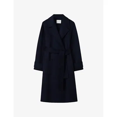 Joseph Womens Navy Arlina Double-faced Wool And Cashmere Coat In Blue