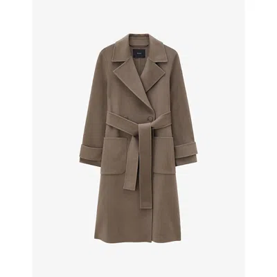 Joseph Womens Mushroom Arline Double-face Wool And Cashmere-blend Coat In Brown