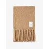Joseph Womens Camel Bouclé Heavyweight Wool-blend Knitted Scarf In Camel