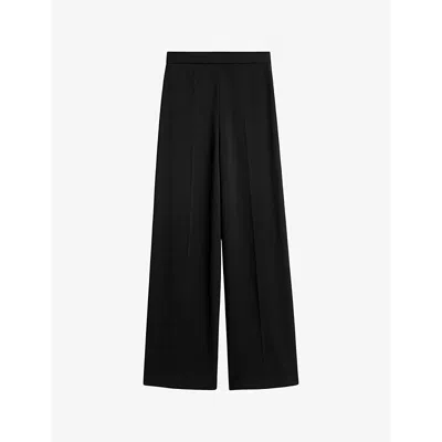 JOSEPH WOMENS BLACK CADY ALANE HIGH-RISE WIDE-LEG STRETCH-WOVEN TROUSERS