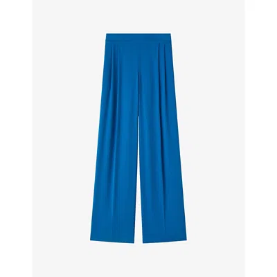 Joseph Womens Siam Blue Cara Elasticated-waist Crepe Trousers