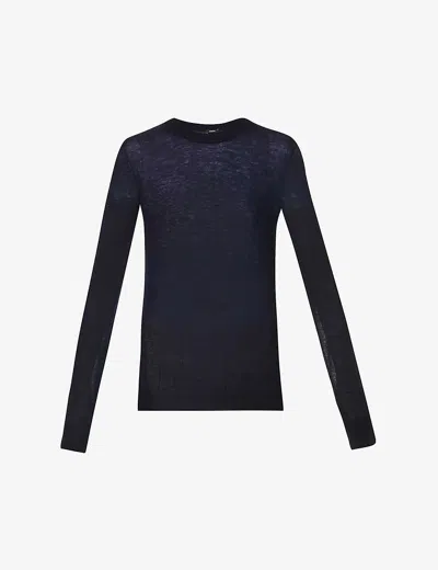 Joseph Womens Navy Cashair Round-neck Cashmere Jumper