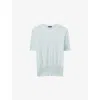 Joseph Womens Oxford Blue Cashair Short-sleeve Cashmere-knit Top In Blue