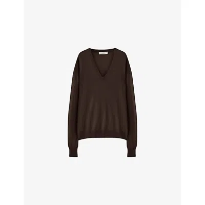 Joseph Womens Cocoa Cashair V-neck Cashmere Jumper In Brown