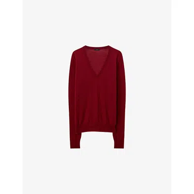 JOSEPH WOMENS RUBY CASHAIR V-NECK CASHMERE KNITTED JUMPER XXS