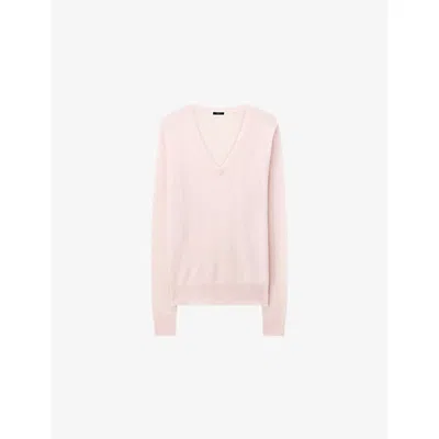 Joseph Womens Rose Cashair V-neck Cashmere Knitted Jumper In Pink