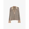 Joseph Womens Blusher Combo Checked Open-collar Merino Wool And Silk-blend Top In Blusher Combo