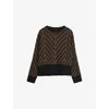 Joseph Chevron Ribbed Round Neck Jumper In Arabica/black