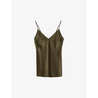 Joseph Womens Hass Avocado Clea V-neck Silk-satin Top