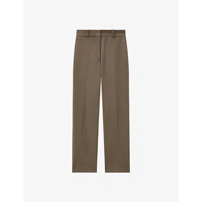 Joseph Womens Mushroom Coleman Straight-leg Stretch-garbadine Trousers In Brown