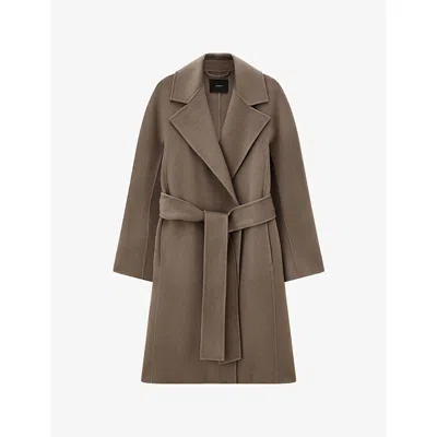 JOSEPH WOMENS MUSHROOM COSTA DOUBLE-FACED WOOL AND CASHMERE-BLEND COAT