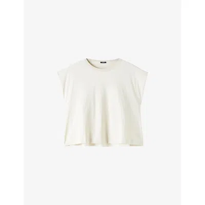 Joseph Womens Seashell Cropped Poplin-panel Cotton-jersey T-shirt In White