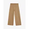 Joseph Womens Elasticated-waist Wide-leg Cropped Merino-wool Culottes Oak In Oak