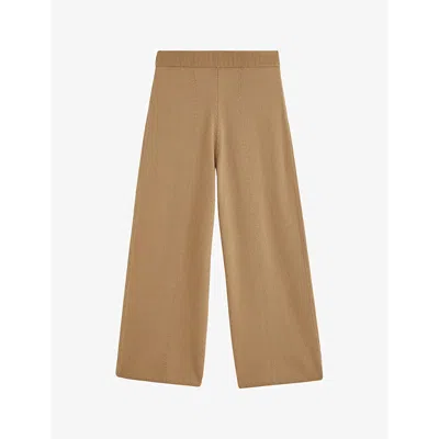 Joseph Womens Elasticated-waist Wide-leg Cropped Merino-wool Culottes Oak