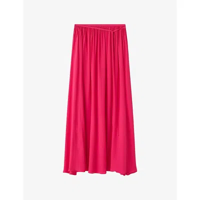 Joseph Womens Fuchsia Elba Tie-waist Crepe Maxi Skirt In Pink