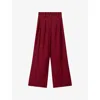 Joseph Womens Forest Wide-leg Mid-rise Wool Trousers Ruby In Red