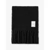Joseph Womens Fringed Knitted Scarf Black In Black