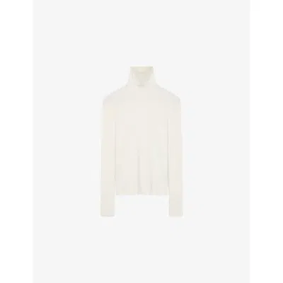 Joseph Womens Ivory High-neck Long-sleeved Silk-blend Top Xs In White