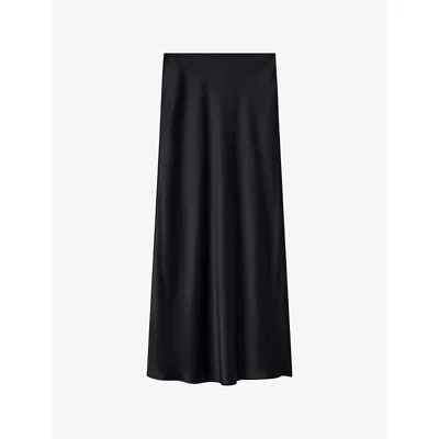 Joseph Womens Black Isaak High-waist Silk-satin Maxi Skirt