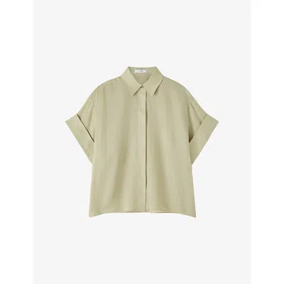 Joseph Womens Cactus Justi Short-sleeved Ramie Blouse In Green